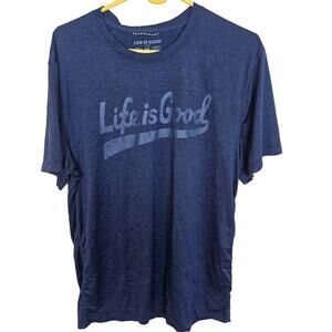 Life Is Good Mens Active Spell Out T-Shirt Size M Stretch Casual Lightweight